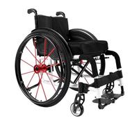 Silla de ruedas deportivas ligera,Plegable All-Terrain Ultra, Sillas de ruedas manuales autopropulsadas,Ruedas traseras de liberación rápida para adultos(White,38cm/15in)