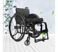 Silla de ruedas deportivas ligera,Plegable All-Terrain Ultra, Sillas de ruedas manuales autopropulsadas,Ruedas traseras de liberación rápida para adultos(Black,40cm/15.7in)