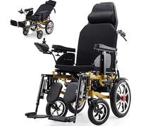 Silla de Ruedas eléctrica con reposacabezas para Adultos, Silla de Ruedas motorizada Plegable de Todo Terreno con Asiento más Amplio, cómodo Puede acosar la Silla de Rueda de energía Plana
