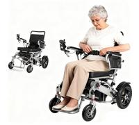 Silla de ruedas eléctrica ligera, fácilmente plegable, 2 baterías para 30 km de autonomía, capacidad de carga de 120 kg, neumáticos de 40 cm y luz LED para paseos nocturnos al aire libre.