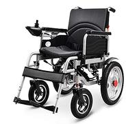 Silla de ruedas eléctrica, ligera, portátil, con cinturón de seguridad y joystick inteligente de 360°, potencia eléctrica o manipulación manual, color negro, 110 x 93 x 62 cm