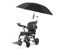 Silla de ruedas eléctrica, ligera y ergonómica, plegable, de solo 14 kg, motorizada, con doble motor, reposabrazos elevable, con muleta e iluminación. (Silla de ruedas con sombrilla)