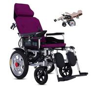 Silla de ruedas eléctrica ligera y plegable con respaldo alto reclinable completo, batería de 20 A, ayuda de movilidad para discapacitados, silla de viaje