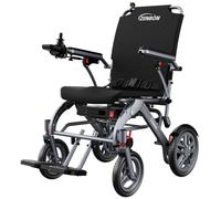 Silla de ruedas eléctrica plegable ligera 18 kg: 25 km Silla de ruedas eléctrica plegable - Silla de ruedas eléctrica para personas mayores con botón asistente trasero hasta 150 kg