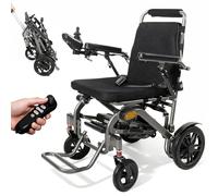 Silla de ruedas eléctrica plegable ligera con control remoto, silla eléctrica compacta de 44 libras con batería de litio desmontable de 10 Ah, motor sin escobillas de 500 W, alcance de hasta 18 millas