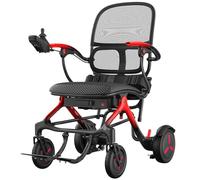 Silla de ruedas eléctrica plegable ligera de carbono: 30 km con neumáticos antipinchazos para todo terreno - Silla de ruedas eléctrica con respaldo transpirable hasta 150 kg