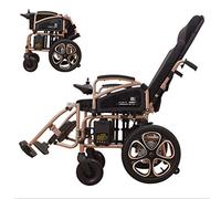 Silla de Ruedas eléctrica Plegable, Silla de Ruedas automática para Ancianos Totalmente tumbado Scooter de Cuatro Ruedas de aleación de Aluminio 250 W * 2 Motor Dual Batería de Litio de Gran Capa