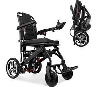 Silla de ruedas eléctrica plegable, Sillas de ruedas eléctricas todo terreno para adultos, Silla de ruedas motorizada ligera para personas mayores, Soporta hasta 130 kg A