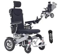 Silla de Ruedas Eléctrica Plegable y Reclinable para Adultos 500W, Todo Terreno, con Reposacabezas Ajustable, Batería de Litio Extraíble de 12AH, Capacidad de 150kg (Negro)