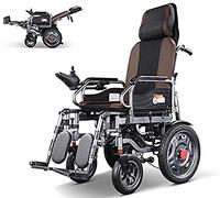 Silla de ruedas eléctrica resistente con reposacabezas, silla eléctrica portátil plegable y liviana, energía eléctrica o manipulación manual, respaldo y pedal ajustables
