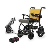 Silla de ruedas eléctrica, scooter de movilidad plegable y liviano, control dual que se puede abrir en 1 segundo, reposapiés móvil plegable, 2 baterías Silla de viaje en autobús eléctrica o manual de