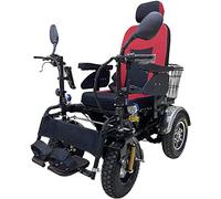 Silla de Ruedas eléctrica Todoterreno de Largo Alcance, Todoterreno, Fuerte Potencia eléctrica Todoterreno, empuñaduras Dobles, Rueda Trasera antivuelco y Gran Cesta de Almacenamiento