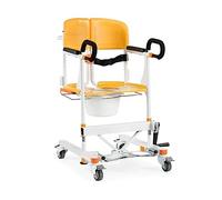 Silla de ruedas elevadora para pacientes 5 en 1, silla de transferencia con asiento dividido, silla de ruedas elevadora, silla de ducha, orinal, silla de tránsito para pacientes de 330lb