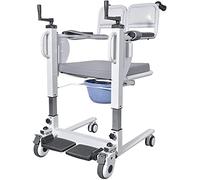 Silla de ruedas elevadora para pacientes, silla de transferencia para el hogar, silla de ruedas de transporte ble, elevación manual con asiento dividido de 180°, cómoda de noche con silla de ruedas