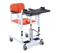 Silla de ruedas hidráulica ajustable con asiento dividido de 180° y mesa de comedor para traslados seguros y comodidad