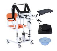 Silla De Ruedas Hidráulica Con Estante Asistido Del Levantamiento Del Cuerpo Superior, Silla De Ducha Con Elevador De Transferencia Silla De Transferencia Asiento (Orange)