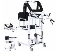 Silla de ruedas hidráulica elevadora de pacientes, máquina de transferencia electrohidráulica, altura ajustable con 4 ruedas bloqueables para un uso seguro en el baño