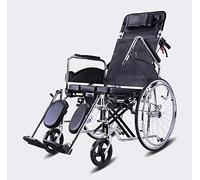 Silla De Ruedas Hogar Espalda Con Espalda Acostada, con Inodoro Mesa De Comedor Simple Plegable Viaje Portátil Carro para Ancianos Scooter para Discapacitados,Portátil