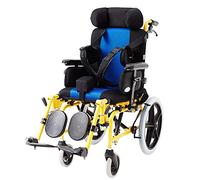Silla de ruedas infantil manual reclinable de 180°, silla de ruedas pediátrica plegable ligera con reposacabezas ajustable, comodidad y movilidad para niños