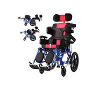 Silla de ruedas infantil plegable y reclinable para accidentes cerebrovasculares, hemiplejía, parálisis cerebral para discapacitados, silla de ruedas manual de aleación de aluminio, incluye cinturón