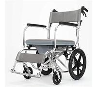 Silla de ruedas ligera con frenos de mano y bandeja de cama, silla de transporte médico plegable portátil para personas mayores y usuarios discapacitados