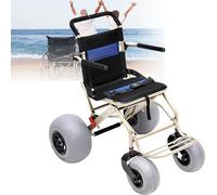 Silla De Ruedas Ligera For Playa For Ancianos Y Niños, Silla De Ruedas Plegable Todo Terreno Con Neumáticos De Globo De 12'' Y 9'' For Playa, Césped Y Grava