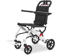 Silla de ruedas ligera plegable Silla de ruedas de viaje ultraligera Silla de ruedas de transporte de aluminio con freno Silla de ruedas extra estrecha, para el hogar, silla de ruedas de viaje, 100 kg