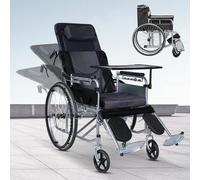 Silla de ruedas ligera plegable, silla de ruedas reclinable plana totalmente tumbada, silla de ruedas de viaje de aluminio ajustable de 180°, asiento de 18 pulgadas, estándar para adultos, usuarios ba