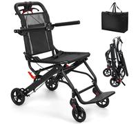 Silla de ruedas ligera, silla de ruedas plegable de transporte de 13 libras para adultos y personas mayores, sillas de ruedas de viaje portátiles con pliegue de un segundo, frenos de seguridad con