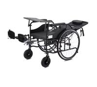 Silla de ruedas ligera y plegable, ajustable de 90° a 180°, soporta 220 libras, con pedales ajustables plegables, cuña extraíble y reposabrazos extraíbles