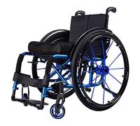 Silla de ruedas manual con marco de aluminio plegable súper ligera con reposabrazos y reposapiernas, soporta hasta 100 kg, silla de ruedas deportiva ergonómica y cómoda