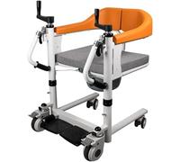 Silla de ruedas manual para pacientes con asiento dividido de 180° y inodoro para traslado de ancianos en el hogar y soporte de movilidad