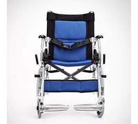Silla de ruedas manual plegable-Azul Ergonómicamente adecuada para personas mayores y viajeros.