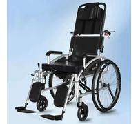 Silla de ruedas MKYOKO reclinable, ligera, de acero al carbono, plegable, autopropulsada, con respaldo alto, reposacabezas extraíble, 180° completo, Gris O Plateado