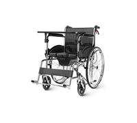Silla de ruedas móvil de transporte ligera, plegable, ligera, con inodoro y tabla de mesa de comedor, transporte portátil para el hogar, rueda móvil de transporte ligero, color negro