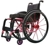 Silla de ruedas móvil, ligera, plegable, manual, con rueda antirretroceso, reposapiés ajustable y altura del asiento, silla de ruedas portátil de transporte para discapacitados (color: pin