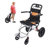 Silla de ruedas para adultos, silla de ruedas de transporte plegable con asiento ancho de 15,75 pulgadas, silla de ruedas de viaje con freno de mano, capacidad de carga de 80 kg para personas mayores