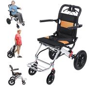 Silla de ruedas para adultos, silla de ruedas ligera y plegable, silla de viaje para puerta estrecha, silla de ruedas portátil con marco de aluminio con asiento de 15.75 pulgadas, freno de mano