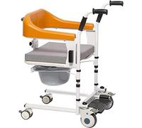 Silla de ruedas para baño, elevador de pacientes para el hogar, silla con inodoro silla de ducha con ruedas elevador de transferencia de pacientes, inodoro junto a la cama con asiento dividido en 180°