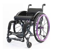 Silla de ruedas para deportes,Silla de ruedas autopropulsada, Ligera, Ergonómica, Silla de ruedas aluminio plegable,Asiento y respaldo con cojín acolchado, Frenos manuales, Antivuelco(Color:Purple)