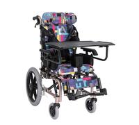 Silla de ruedas para parálisis cerebral para niños Silla de ruedas plegable semireclinable Marco de aleación de aluminio Sillas de ruedas de transporte con mesa tipo bandeja