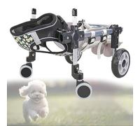 Silla de ruedas para perros con 4 ruedas de soporte completo, ayuda de movilidad ajustable para perros pequeños/medianos, lesionadas o ancianas para ejercicio de patas y soporte de patas traseras XS