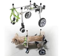 Silla de ruedas para perros con soporte trasero para patas ajustables, carrito de 4 ruedas para perros mayores lesionados o con artritis, ayuda para caminar todo terreno