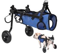 Silla de ruedas para perros, perro discapacitado, carrito de asistencia para perros discapacitados, carrito para perros, ligero, tamaño ajustable, adecuado para perros pequeños y medianos (Azul -M）