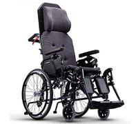 Silla De Ruedas Plegable, Acostada Autopropulsada con Respaldo Alto Cojín Cómodo Pedal Ajustable Patinete De Empuje para Discapacitados/Ancianos,Portátil