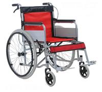 Silla De Ruedas Plegable, Andador De Viaje Ligero, Silla De Ruedas Portátil Manual Multifuncional Para Discapacitados Y Ancianos (Rojo)