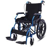 Silla De Ruedas Plegable, Autopropulsada Ligera con Marco De Aleación De Aluminio Freno Doble Bolsa De Almacenamiento De Llantas Neumáticas Scooter De Empuje Para Discapacitados/Ancianos,portátil