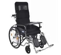 Silla de ruedas plegable con respaldo alto para adultos, asiento reclinable de 220 libras, silla de ruedas plegable autopropulsada para trabajo pesado todo terreno (D)