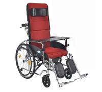 Silla de ruedas plegable con respaldo alto para adultos, asiento reclinable de 220 libras, silla de ruedas plegable autopropulsada para trabajo pesado todo terreno (B)