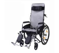 Silla de ruedas plegable con respaldo alto para adultos, asiento reclinable de 220 libras, silla de ruedas plegable autopropulsada para trabajo pesado todo terreno (E)